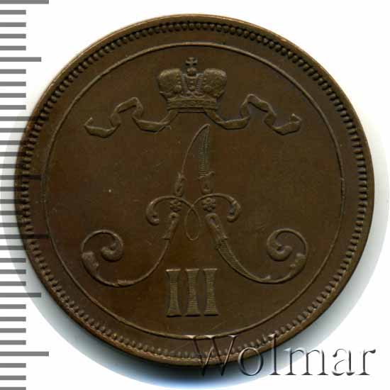 10 пенни 1889 г. Для Финляндии (Александр III) 