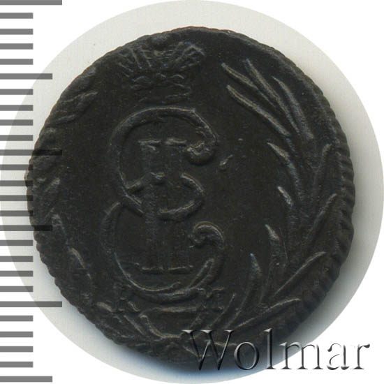 Полушка 1775 г. КМ. Сибирская монета (Екатерина II). Тиражная монета