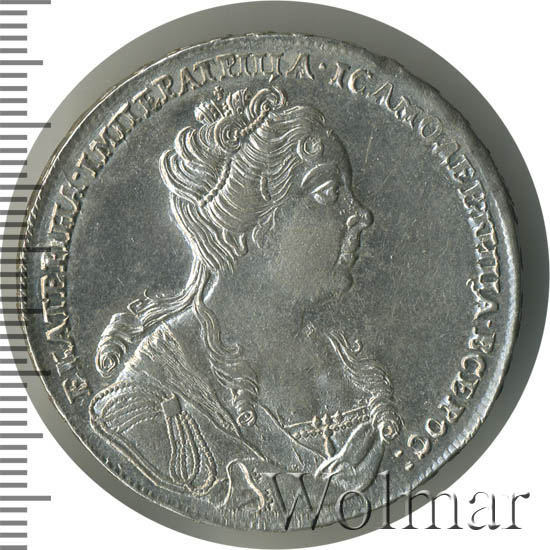 1 рубль 1726 г. Екатерина I Красный тип, портрет вправо. Тиражная монета
