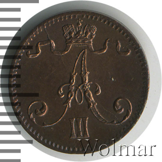 1 пенни 1884 г. Для Финляндии (Александр III) 