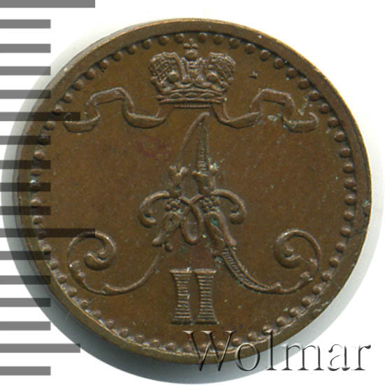 1 пенни 1871 г. Для Финляндии (Александр II) 