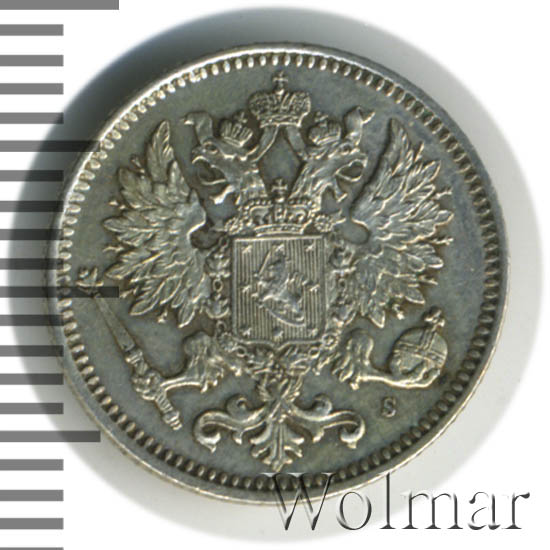 25 пенни 1875 г. S. Для Финляндии (Александр II). 