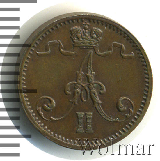 1 пенни 1872 г. Для Финляндии (Александр II) 