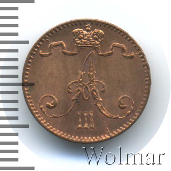 1 пенни 1888 г. Для Финляндии (Александр III). 