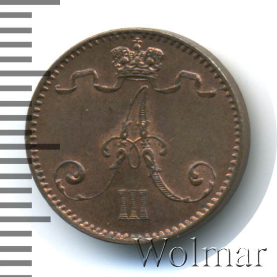 1 пенни 1893 г. Для Финляндии (Александр III). 