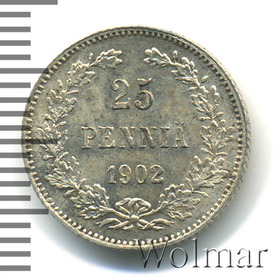 25 пенни 1902 г. L. Для Финляндии (Николай II). 