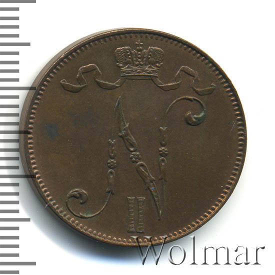 5 пенни 1907 г. Для Финляндии (Николай II). 