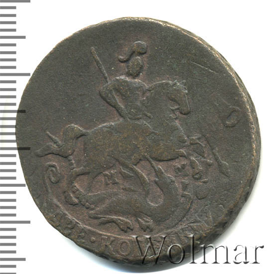 2 копейки 1764 г. Сибирская монета (Екатерина II). Шнуровидный гурт