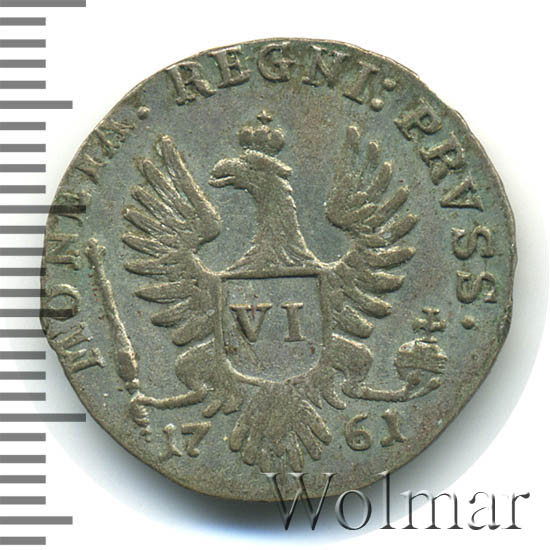 6 грошей 1761 г. Для Пруссии (Елизавета I). 